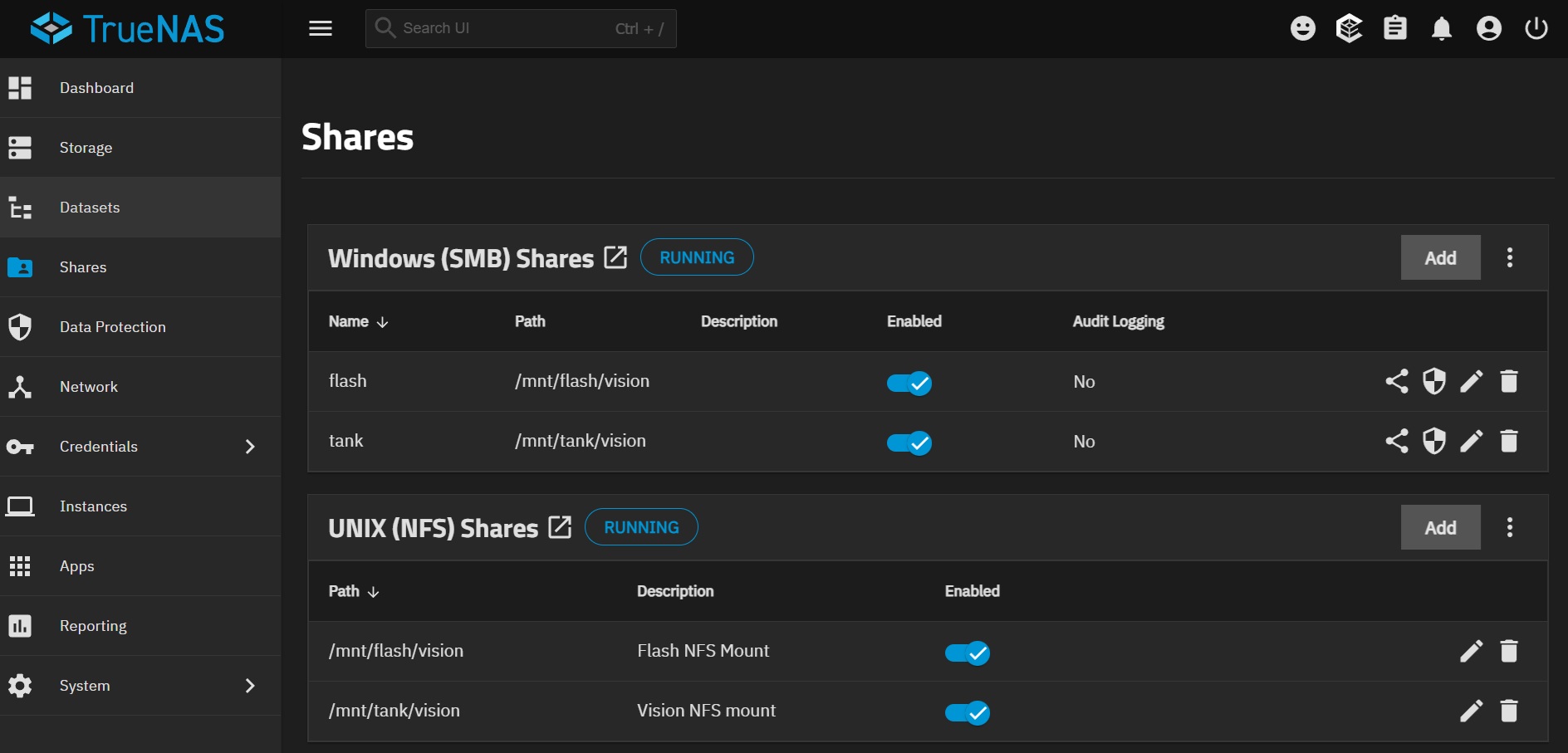 TrueNAS share page