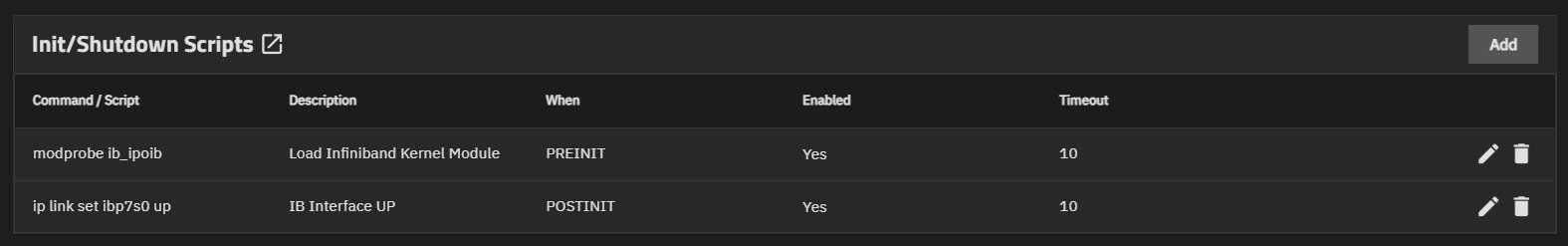 Init script in TrueNAS WebUI